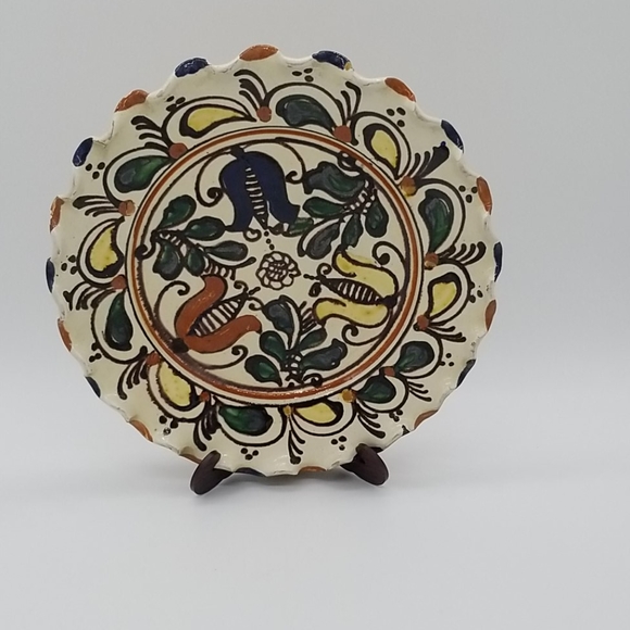 Korond Mexican Pottery vase & plate Vintage Mexico - Picture 2 of 13